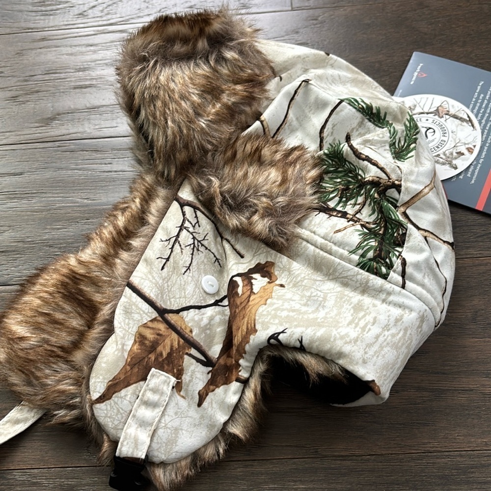 Realtree Xtra HotMocs trapper:earflap,fur,quilt lined,anti microbial,heat pack